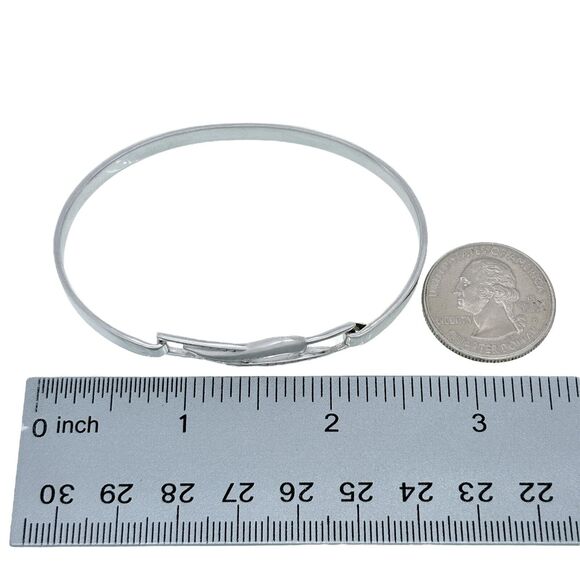 Vintage Sterling Silver 925 Diamond Modernist Bangle Bracelet 6.5" - Picture 6 of 7